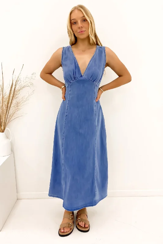 Miley Denim Midi Dress Mid Blue