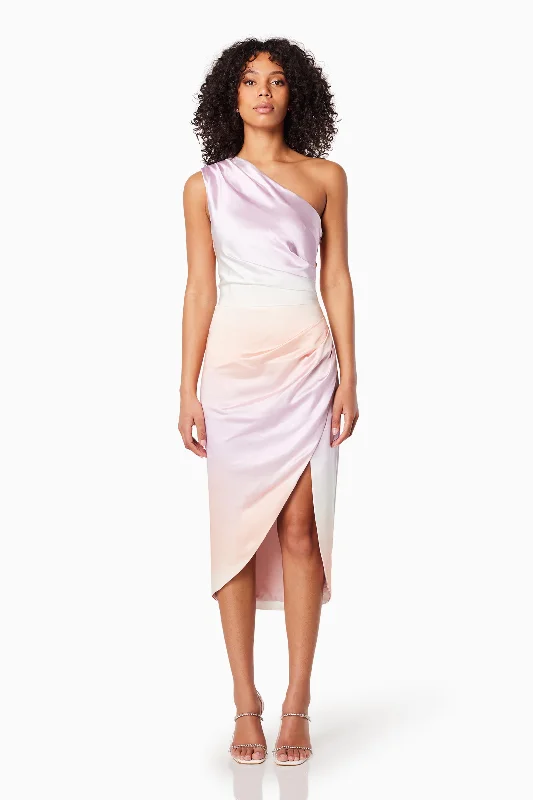 Munich Asymmetrical Midi Dress In Purple