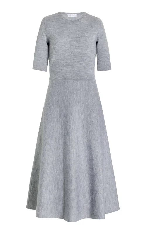 Seymore Knit Midi Dress in Heather Grey Merino Wool Cashmere